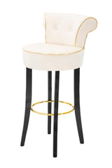 Tabouret de bar rond Luxy Velours Crème pieds métal doré