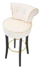 Tabouret de bar rond Luxy Velours Crème pieds métal doré