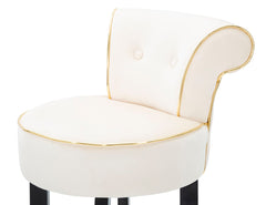 Tabouret de bar rond Luxy Velours Crème pieds métal doré