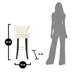 Tabouret de bar rond Luxy Velours Crème pieds métal doré
