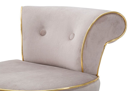Taburete de bar redondo Luxy Terciopelo Sintético Gris patas de metal dorado