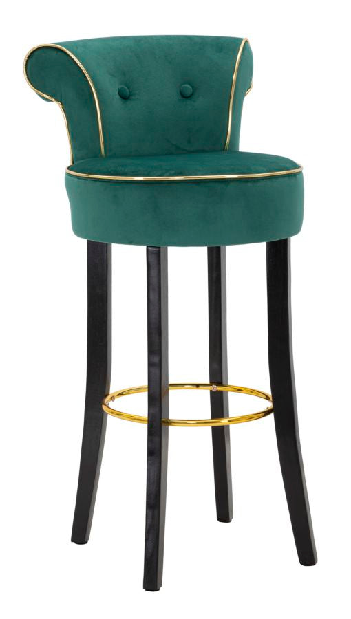 Tabouret de bar rond Luxy Velours Crème et métal doré