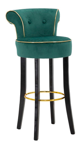 Tabouret de bar rond Luxy Velours Crème et métal doré