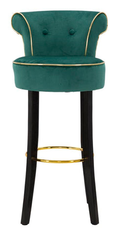 Tabouret de bar rond Luxy Velours Crème et métal doré