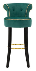 Tabouret de bar rond Luxy Velours Crème et métal doré