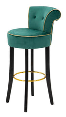 Tabouret de bar rond Luxy Velours Crème et métal doré