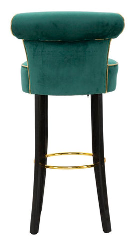 Tabouret de bar rond Luxy Velours Crème et métal doré