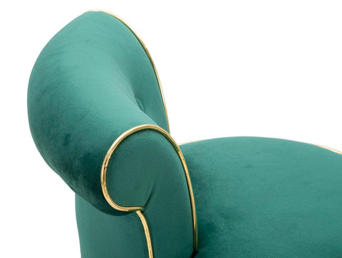 Tabouret de bar rond Luxy Velours Crème et métal doré