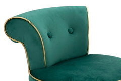 Tabouret de bar rond Luxy Velours Crème et métal doré