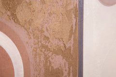 Peinture murale visage abstrait faite à la main cadre en bois couleurs chaudes