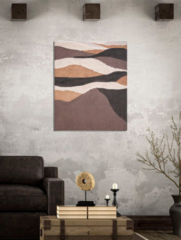 Peinture murale abstraite Darky toile encadrée en bois colores chaudes