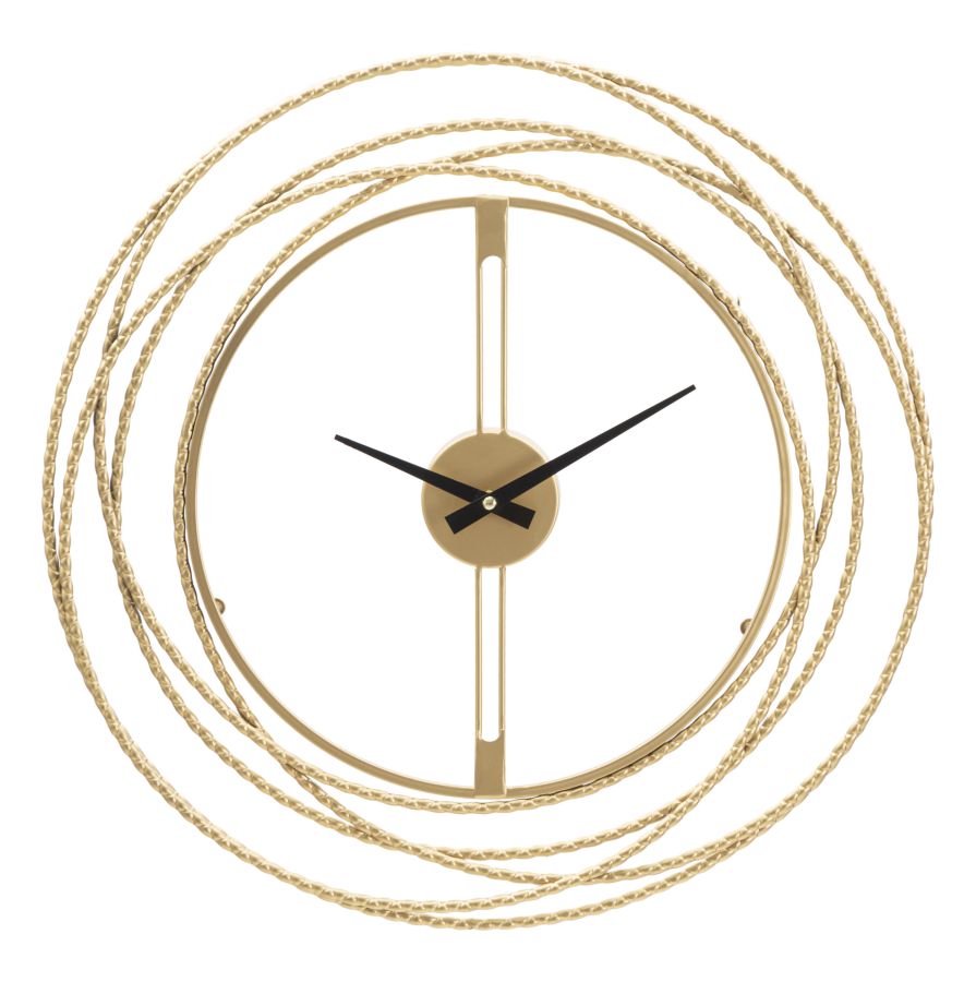 Horloge murale métal doré cadre cercles entrecroisés
