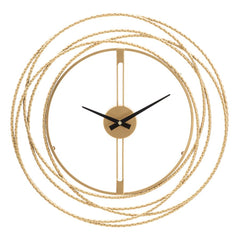 Horloge murale métal doré cadre cercles entrecroisés