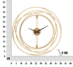 Horloge murale métal doré cadre cercles entrecroisés