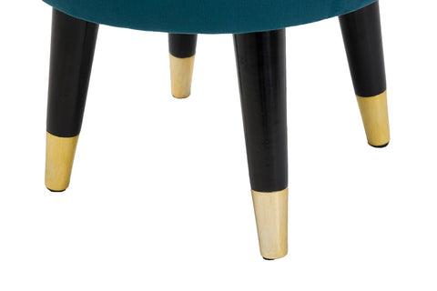 Taburete Teal Terciopelo Azul Verdoso patas Negras y detalles dorados