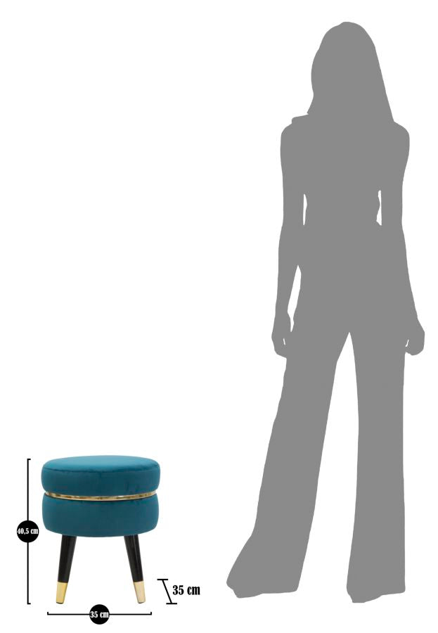 STOOL PARIS TEAL/GOLD CM Ø 35X40,5