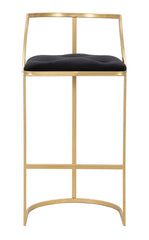 Tabouret de bar Istanbul Velours synthétique Noir métal doré