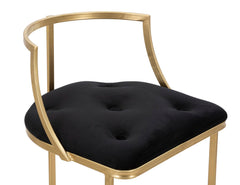 Tabouret de bar Istanbul Velours synthétique Noir métal doré