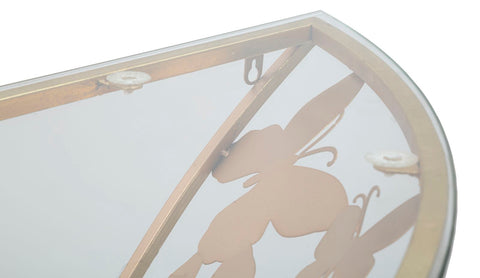 Consola de pared semicircular Mariposas Metal Dorado y Cristal