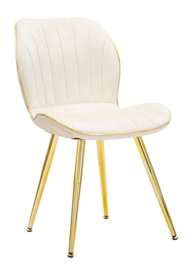 Chaise rembourrée Crème modèle Paris finition dorée set de 2 pcs