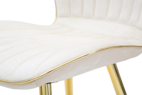 Chaise rembourrée Crème modèle Paris finition dorée set de 2 pcs