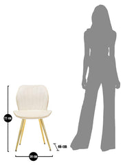 Chaise rembourrée Crème modèle Paris finition dorée set de 2 pcs