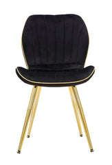 Chaise rembourrée Paris Espace Velours Noir pieds dorés (lot de 2)