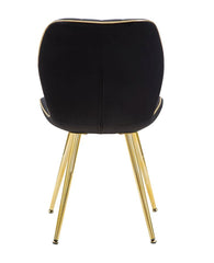 Chaise rembourrée Paris Espace Velours Noir pieds dorés (lot de 2)
