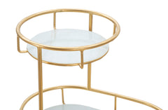 Plateau 2 niveaux en métal doré et verre miroir