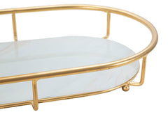 Plateau 2 niveaux en métal doré et verre miroir