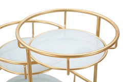 Plateau 3 niveaux en métal doré et verre miroir