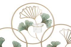 Panneau décoratif 3D porte-bougies géométrique en verre et décorations feuilles