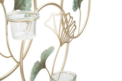 Panneau décoratif 3D porte-bougies géométrique en verre et décorations feuilles