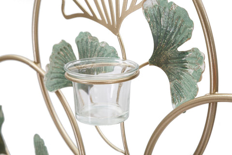 Panneau décoratif 3D porte-bougies géométrique en verre et décorations feuilles