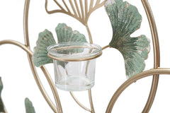 Panneau décoratif 3D porte-bougies géométrique en verre et décorations feuilles