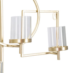 Porte-bougie mural géométrique en métal doré avec 5 porte-bougies en verre