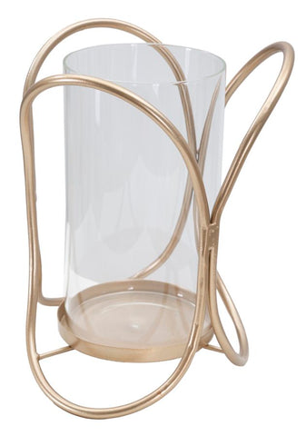 Porte-bougie Glox Métal Doré Verre