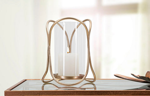 Porte-bougie Glox Métal Doré Verre