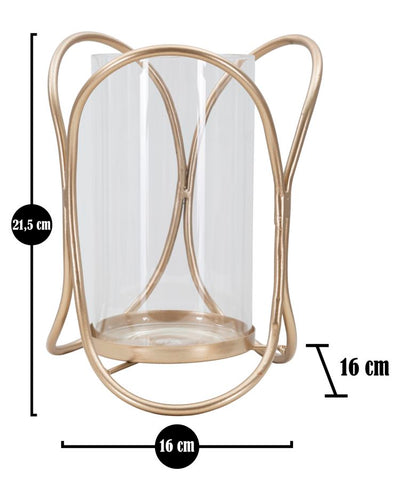Porte-bougie Glox Métal Doré Verre