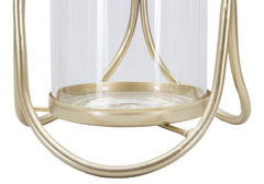 Porte-bougie géométrique métal doré et verre transparent