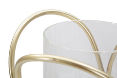 Porte-bougie géométrique métal doré et verre transparent