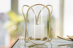 Porte-bougie géométrique métal doré et verre transparent