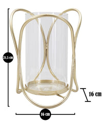 Porte-bougie géométrique métal doré et verre transparent
