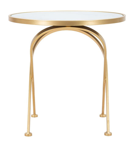 Mesa redonda Glam de mármol con patas de metal dorado
