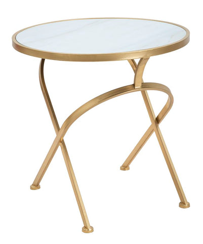 Mesa redonda Glam de mármol con patas de metal dorado