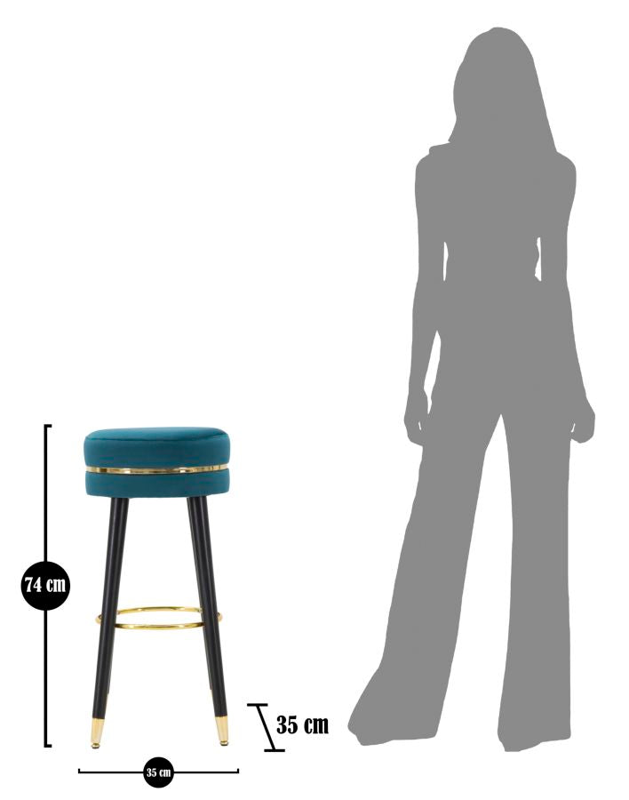 BAR STOOL PARIS TEAL/GOLD CM Ø 35X74