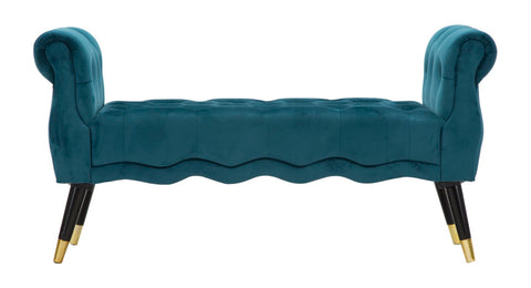 Banquette Paris Velours Bleu Canard pieds dorés