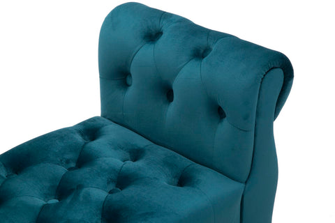 Banquette Paris Velours Bleu Canard pieds dorés