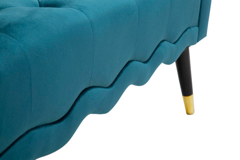 Banquette Paris Velours Bleu Canard pieds dorés