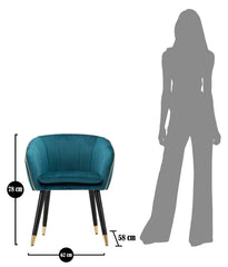 ARMCHAIR PARIS TEAL/GOLD CM 62X58X78